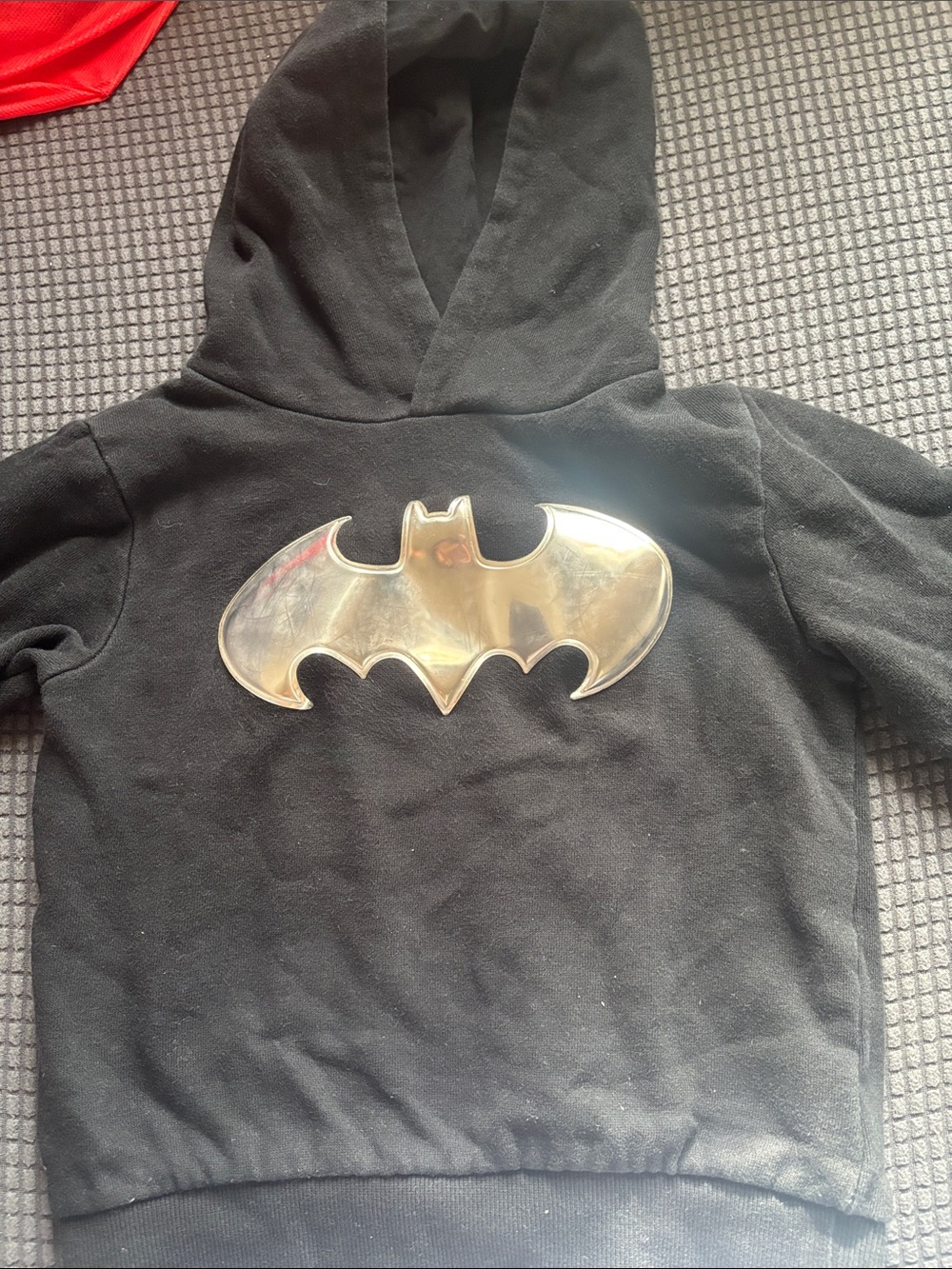 H&M Black Hoodie with silver Batman Logo